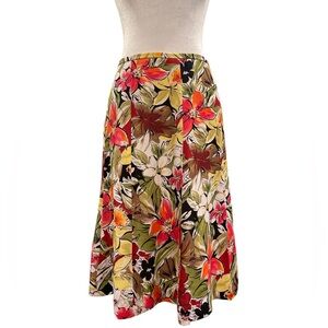 Talbots Petites 12 Silk Floral A-Line Skirt Petite Midi